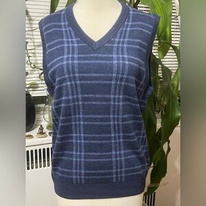Brooks Brothers Navy Plaid V-Neck Sweater Vest